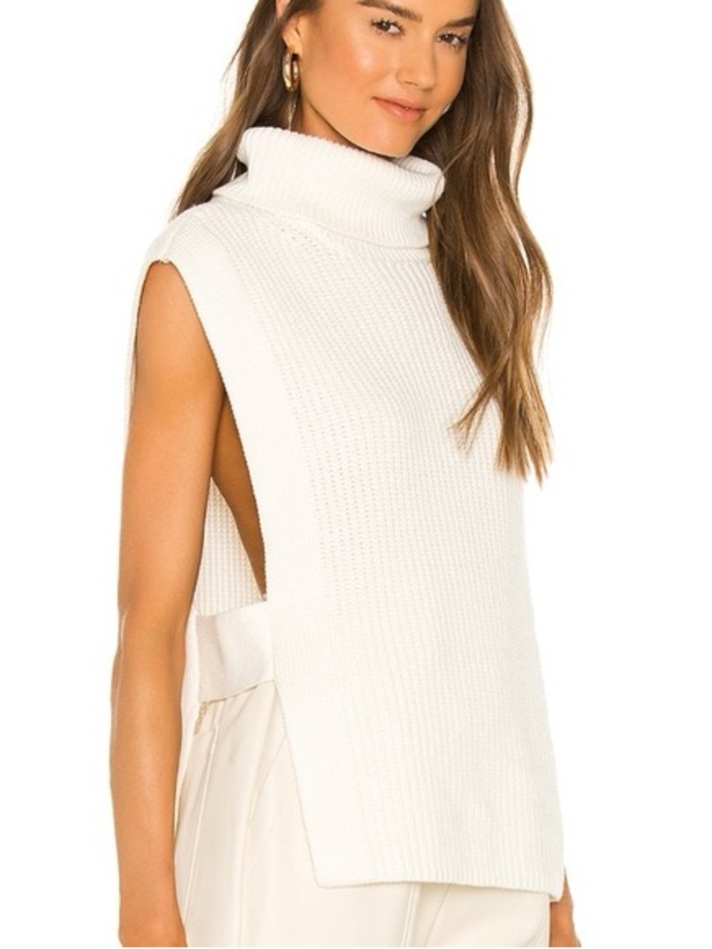 NWT L’Academie Sz XS Collin White Cotton Wool Open Sweater Vest